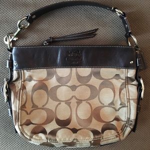 Beautiful Coach Brown & Tan Signature Zoe Hobo